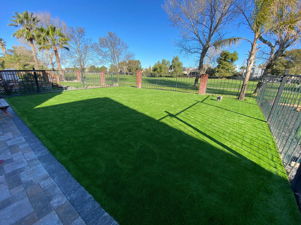 artificial turf on backyard of a residential house